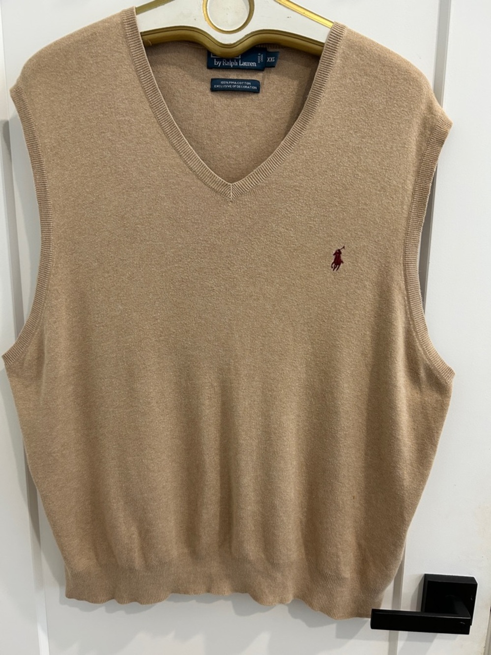 POLO Ralph Lauren Pima Cotton Sweater Vest in Camel |Size 2XL